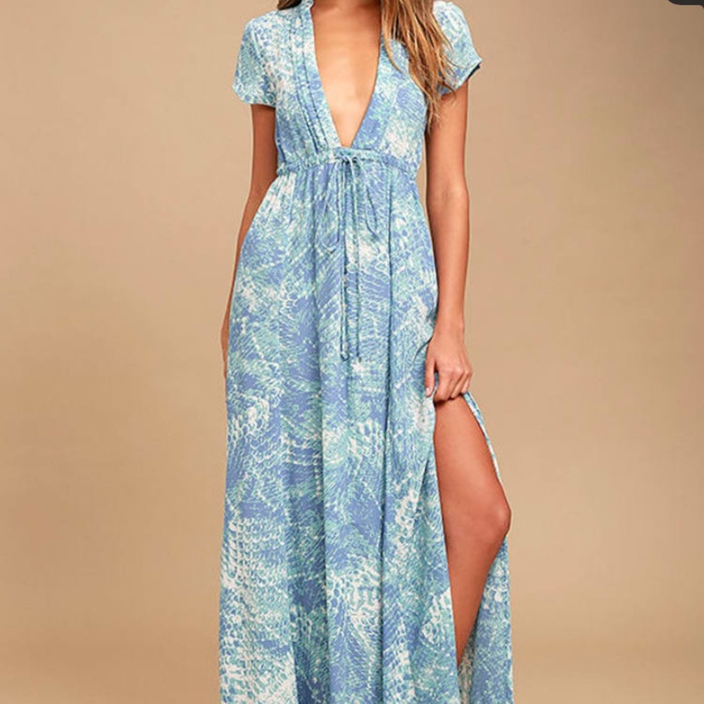 Multi colored blue maxi dress